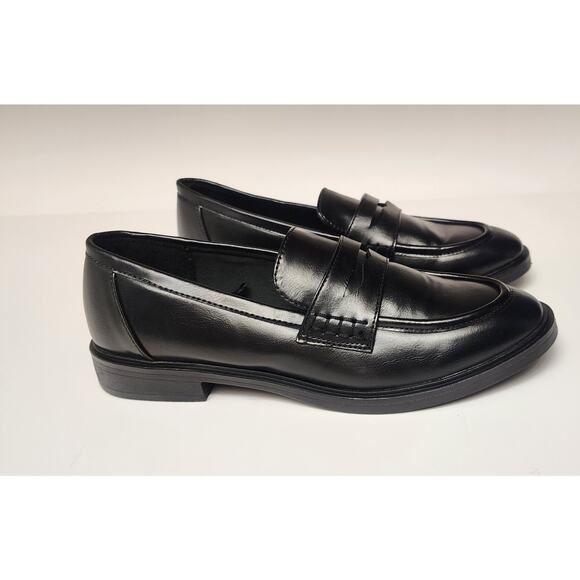Time and Tru Faux Leather Penny Loafers Casual Business Shoes Black Size US9 - Picture 2 of 8